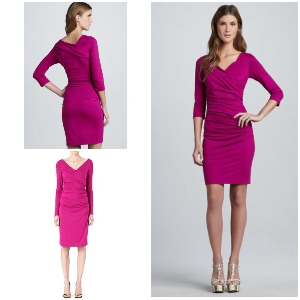 Diane von Furstenberg DVF Bentley Plum Ruched Stretch Jersey Bodycon Dress M​​​​